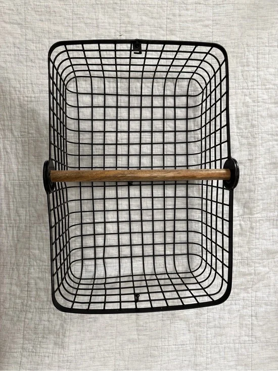 Target Black Convertible Wire Wall Basket with Wood Handle