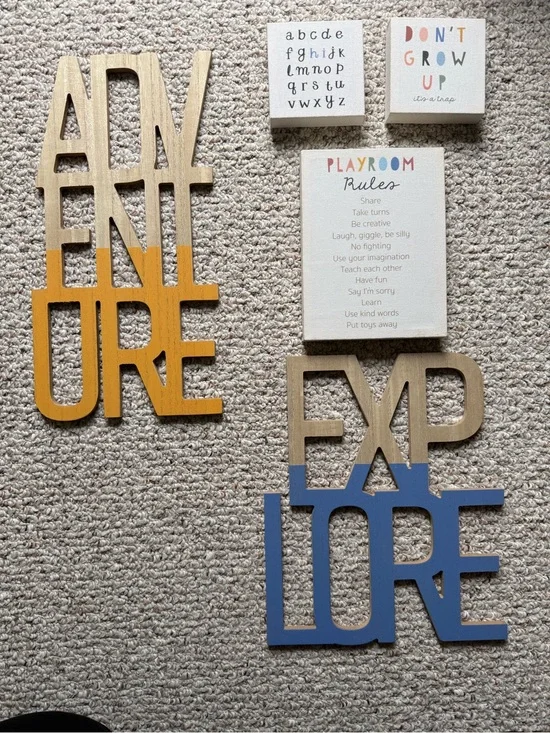 Adventure & Explore Wooden Wall Words - Yellow & Blue