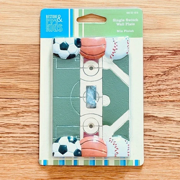 Restore Restyle & Kids Sports Single Switch Wall Plate Soccer Basketball 2005