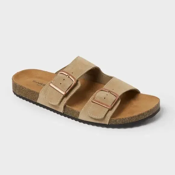 Mens Saul Suede Two Bands Sandals - Goodfellow - Taupe