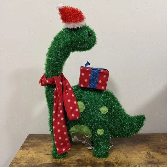 Wondershop Lit Tinsel Dinosaur Brontosaurus Christmas Holiday Yard‎ Decor 27.5