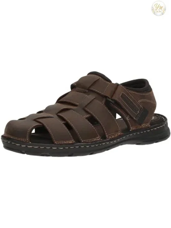 Genuine Leather Fisherman Sandals with Hook & Loop Closure for Men