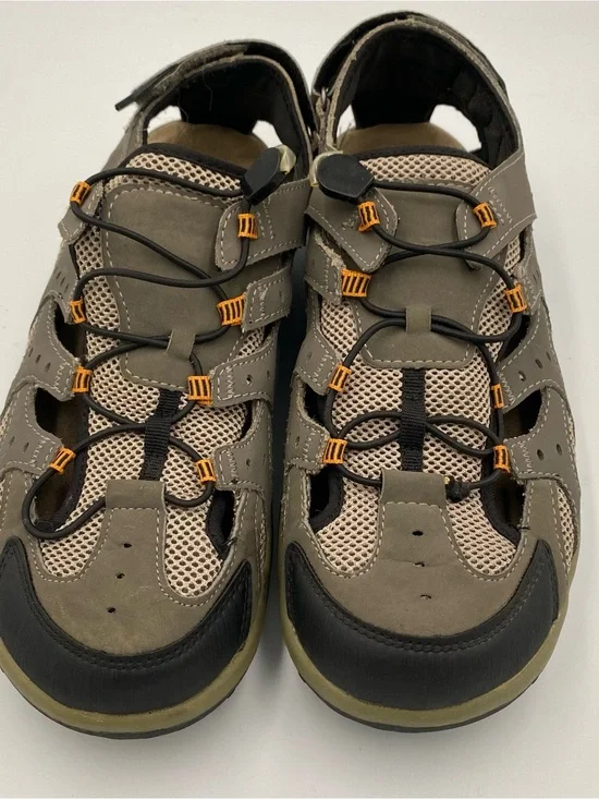 Target Men's Closed-Toe Hiking Sandals in Brown and Beige with Orange Accents