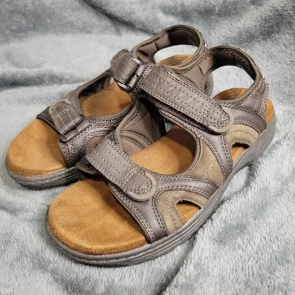 Nunn Bush Dual Comfort Mens Strap Sandals Brown Leather Outdoor Size 8