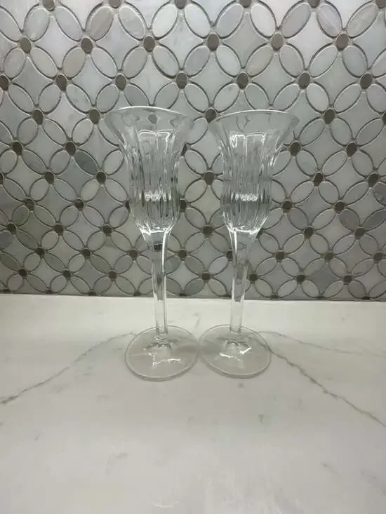 Mikasa Icicles Lead Crystal Taper Candle Holders, 8-inch Set of Two