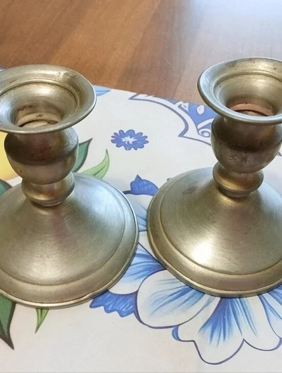 Vintage Leonard Genuine Pewter Candle Sticks (4 1/2