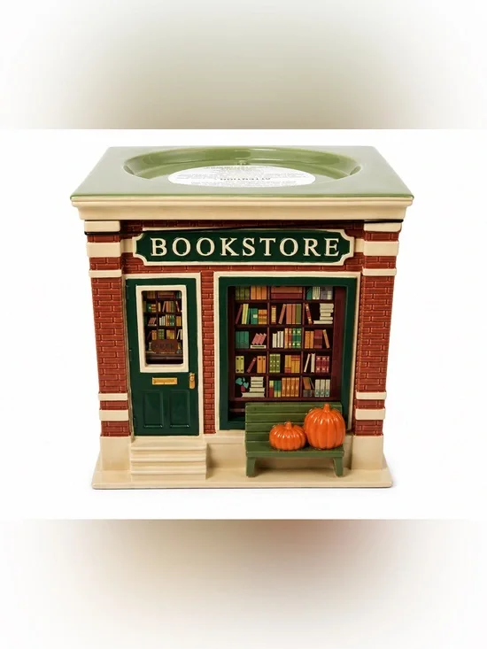Bath & Body Works Green & Orange Bookstore Ceramic Candle Sleeve