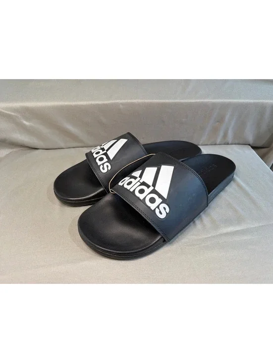 Adidas Adilette Shower Slides Men's 13/Women’s 14 Black/White GY1945 New Logo