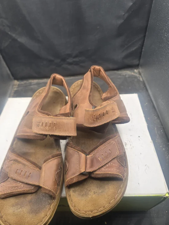 Josef Seibel Brown Leather Men's Adjustable Sandals