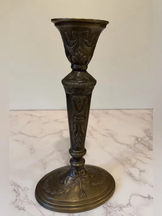 Vintage Brass Neoclassical Candlestick Candle Holder 10”