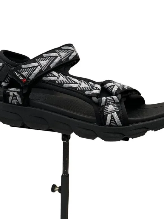 Rieker Men's Cesar 02 Sport Adjustable Walking Sandals Size 10/EU 43 Black/Grey