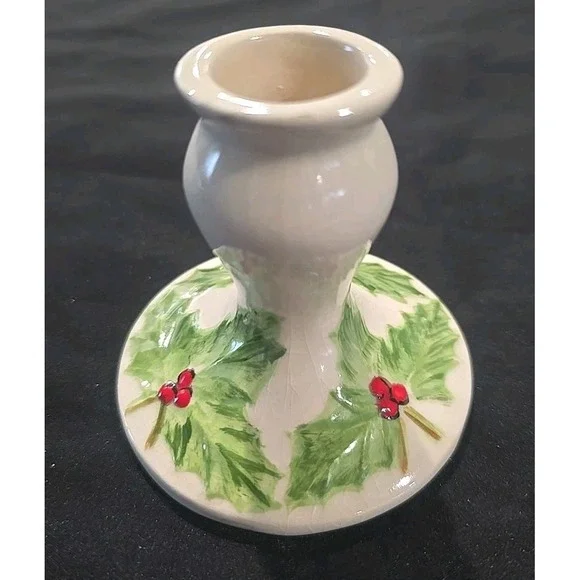 Vintage Holiday Mistletoe Candle Stick Holder 3