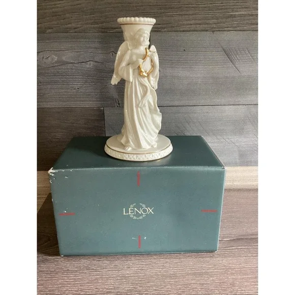 Lenox The Heavenly Angel Candlestick Holder, Angel With Harp, 7