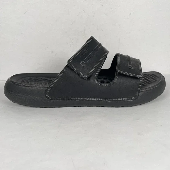 Crocs LiteRide Slide Sandals Mens Size 12 Black Double Strap Comfort Shoe Casual