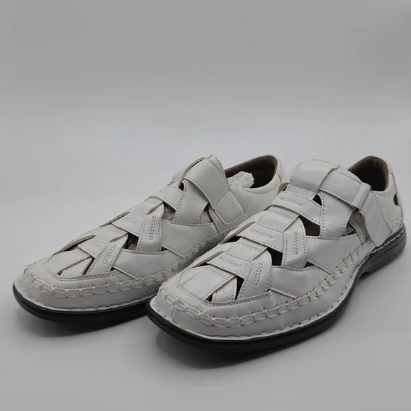 Stacy Adams Fisherman Sandals Mens 9.5M White Good Woven Strap 25025-100