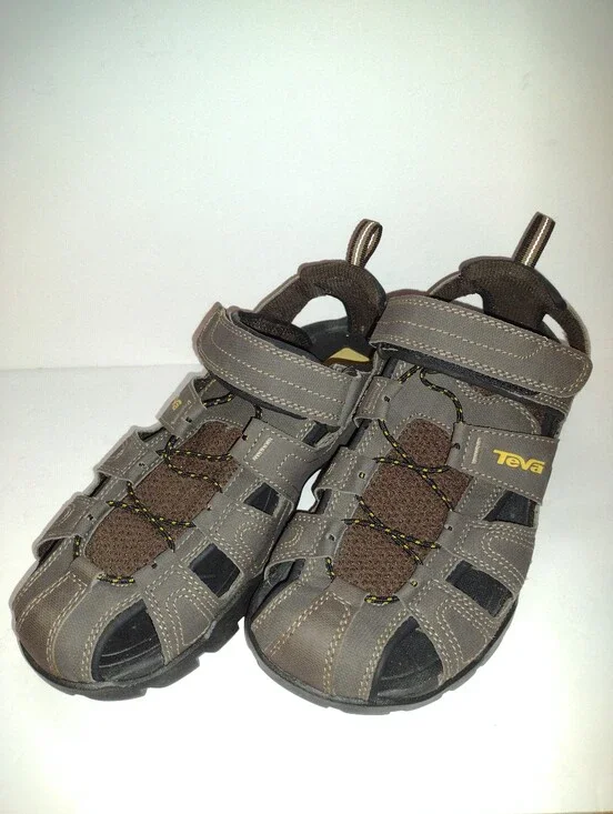 Teva Forebay Sandals Men Sz 8 Brown Closed Toe Hiking Water ShocPad Outdoors