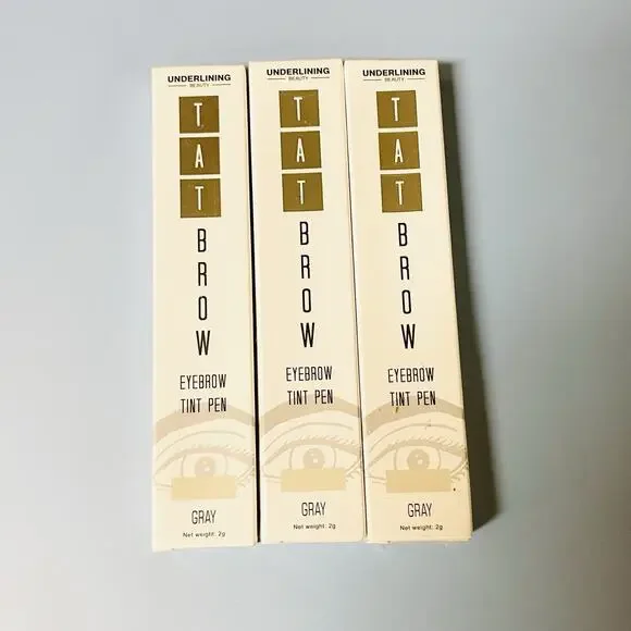 Lot Of 3 TAT Brow Eyebrow Tint Pens Waterproof Smudge‎ Proof 24hrs+ GRAY