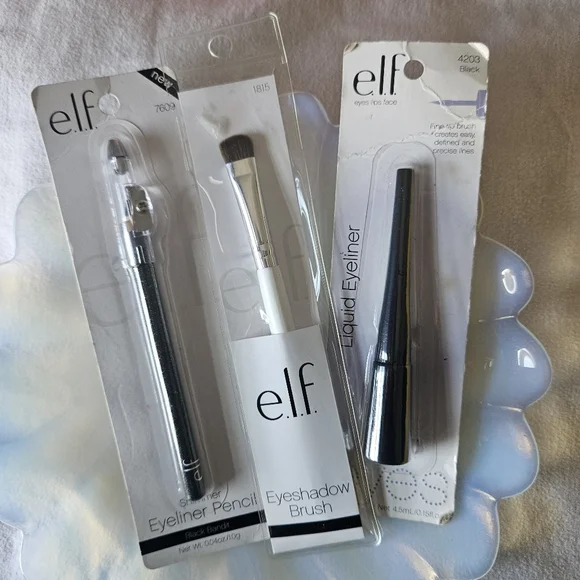 ELF eye shadow brush, Liquid liner and eye liner pencil bundle