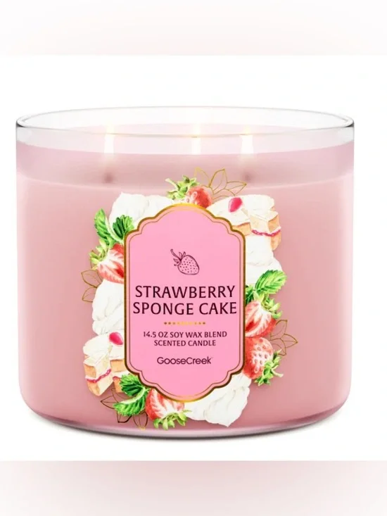 New Goose Creek Strawberry Sponge Cake 3-Wick Scented Candle 14.5 oz