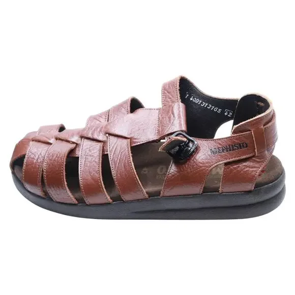 MEPHISTO MEN'S SAM SANDALS TAN GRAIN LEATHER 7 M US