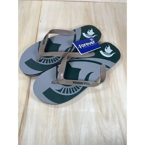 Michigan State Spartans NCAA Men's Flip Flops Team Logo NWT Various Sizes Unisex