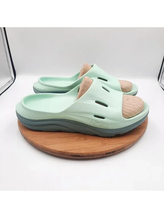 Hoka One One Ora Recovery Slide 3 Mens Size 10 Sandals Mist Green Trellis Slides