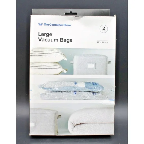 Container Store Large Vacuum Storage Bags 2 Pack 27x39.5 New Damaged Box