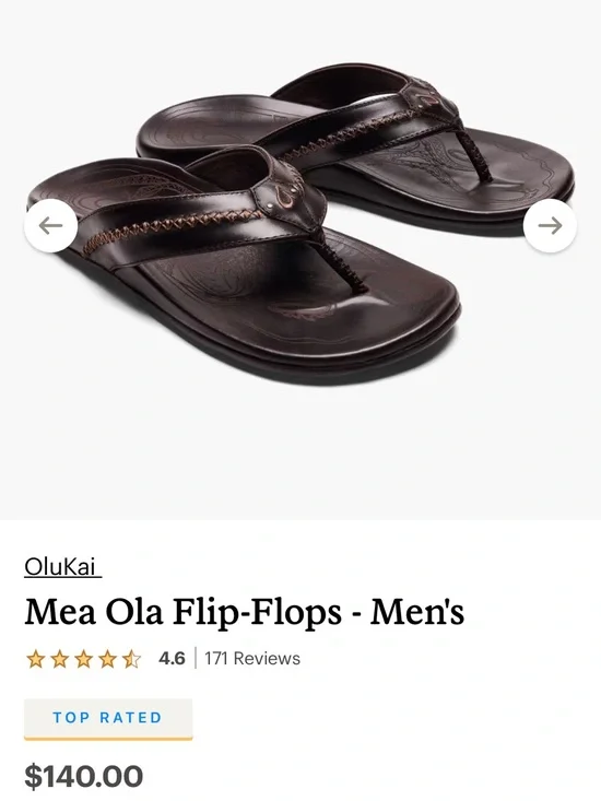 OluKai Mea Ola Dark Brown Leather Thong Sandals