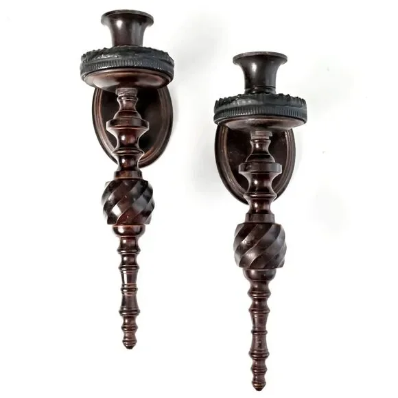 Gothic Metal Candle Holder Set Black Brass Wall Sconce Vintage - Medieval Decor
