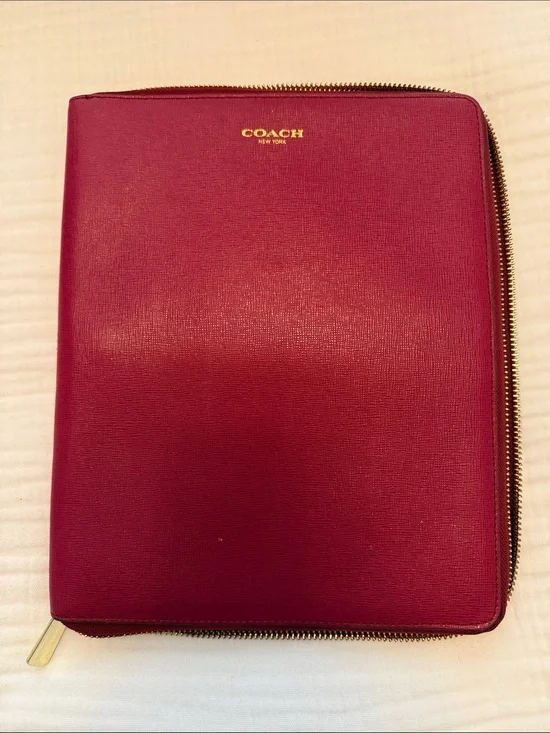 Coach Saffiano Zip Organizer iPad Tablet Case in Berry