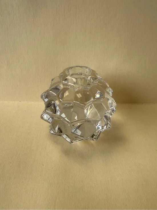 Tiffany & Co. Clear Crystal Glass Pinecone Candlestick Holder Paperweight.
