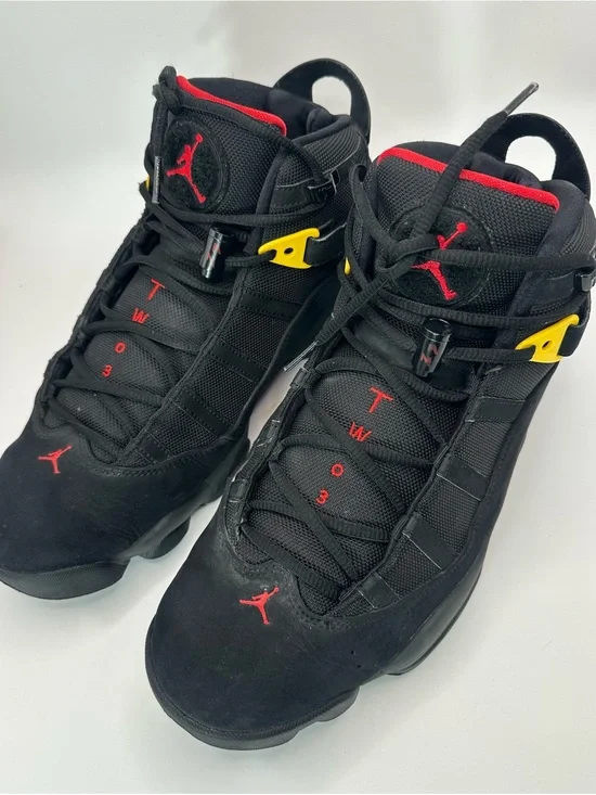 Jordan 6 Rings Black Red Sulfur 322992-065 Mens 12