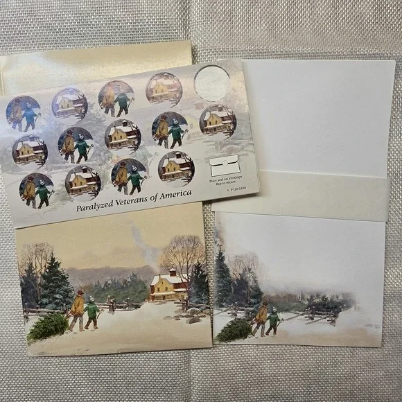Vtg 1999 Paralyzed Veterans of America‎ Christmas Paper & Stickers George Shedd