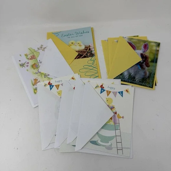 Lot Of 9 Hallmark Easter Greeting‎ Cards w/ Envelopes  - Dogs, Chicks, Bunny