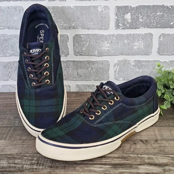 Sperry Halyard CVO Black Watch Tartan Sneakers Men's 9 STS21339