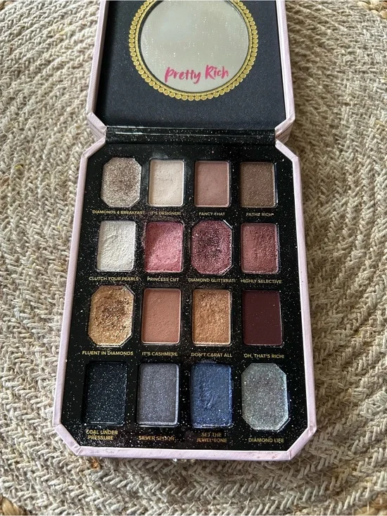 Too Faced Pretty Rich Eyeshadow Palette — Pink, Gold, Brown & Blue Shades