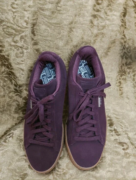Puma Men's Purple Suede Lace-Up Sneakers