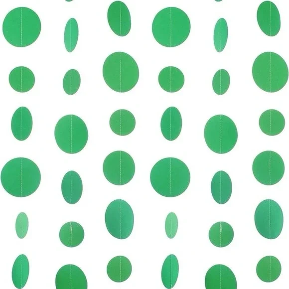 Green Paper Garland Circle Dot Party Banner Streamer Backdrop Hanging Decoration