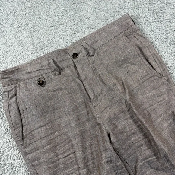 Baird McNutt Linen Pants Slim Fit Flat Front Trousers Mens 30x30 Murano