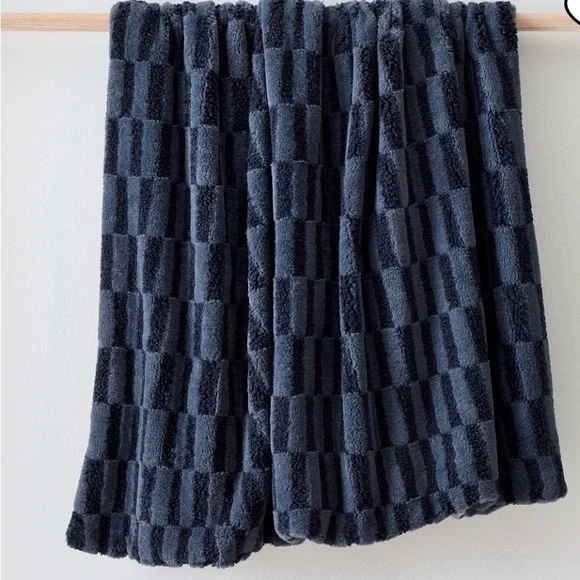 West Elm Textured Black Throw Blanket 50X60