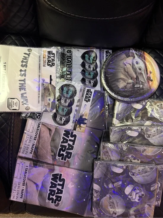 Star Wars Grogu Party Tableware Set - Blue Purple Black