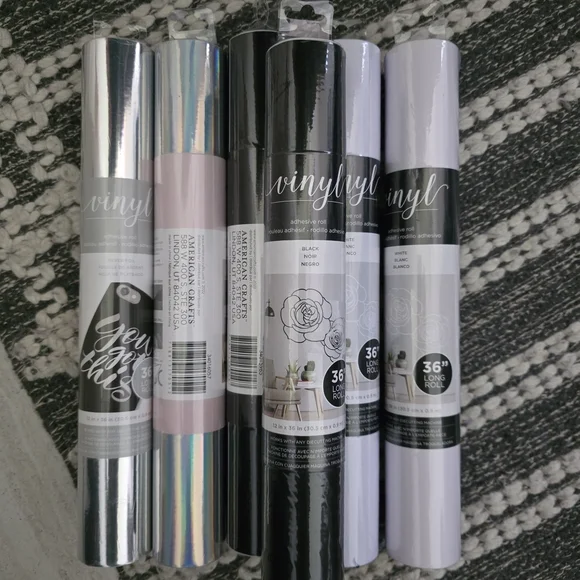 Vinyl Roll Lot - 2 Black, 2 Silver, 2 White ea. 12