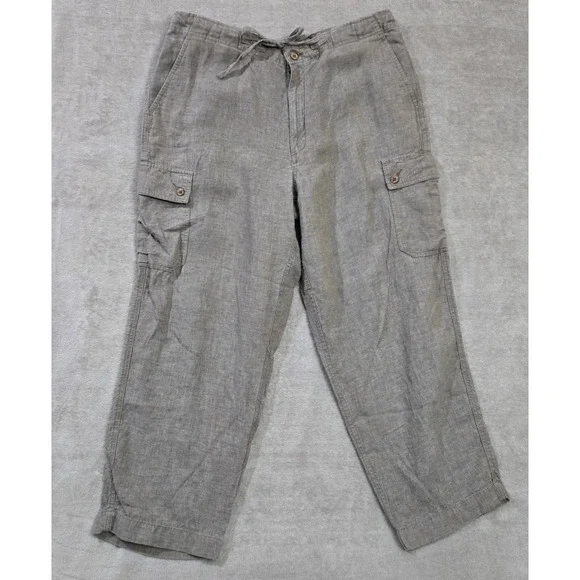 Caribbean Linen Cargo Pants Men 38x29 Relaxed Coastal Beachy Resort Quiet Luxury