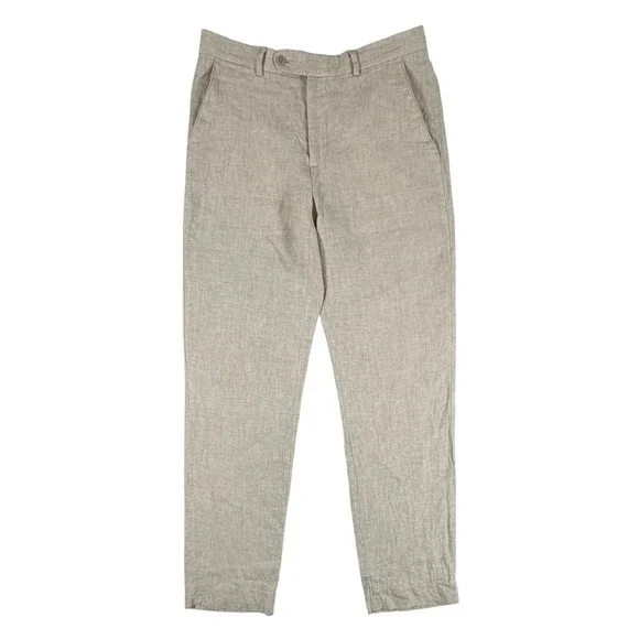 Joseph Abboud Mens 30x32 Linen Pants Tan Beige Straight Leg Dress Trousers