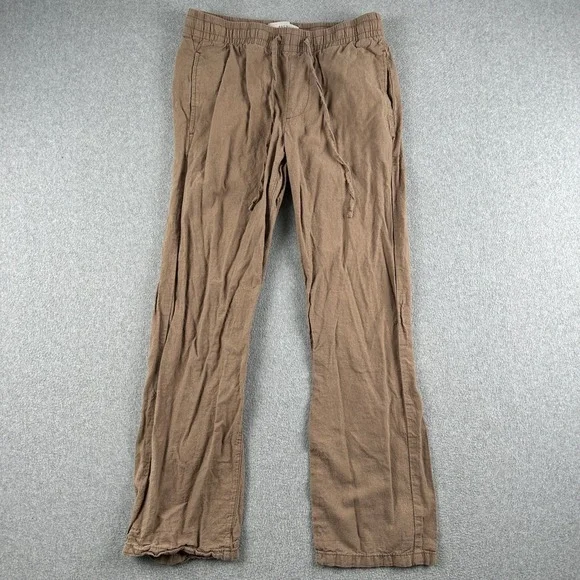 PacSun Pants Men Small Brown Straight Linen Blend Drawstring 133SP256120 Casual
