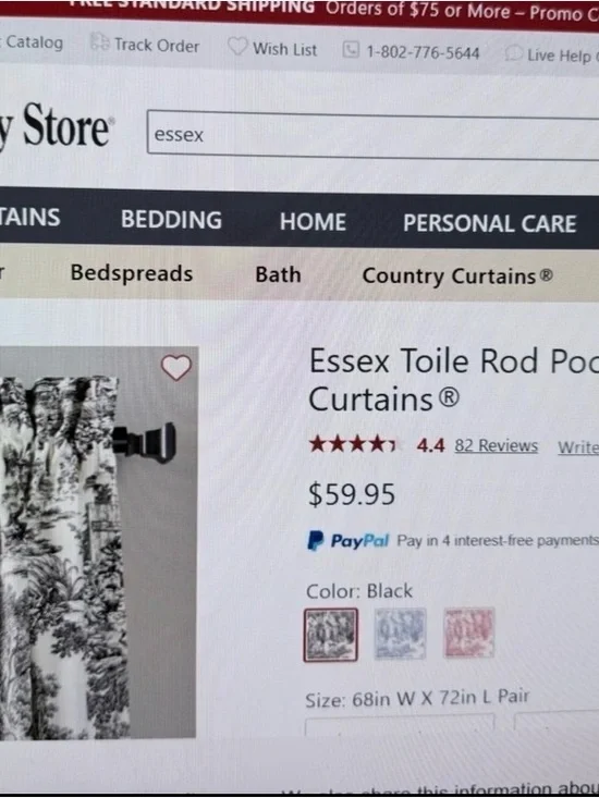 Essex Toile Rod Pocket Curtains® — Black Toile Pattern