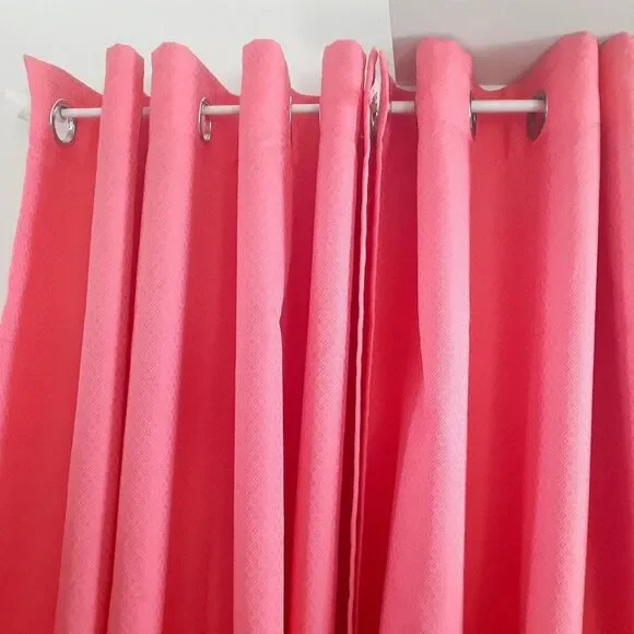 Grommet Top Window Salmon Pink Drapes Window Curtain Diamond Pattern 84 Inch