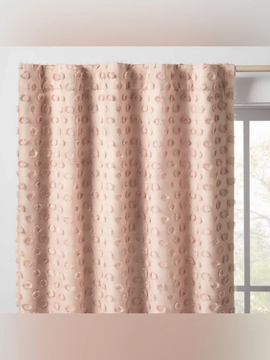 42”W x 63” L  Blush Pink Clipped Dotted Dot Blackout Curtain Panel - Pillowfort