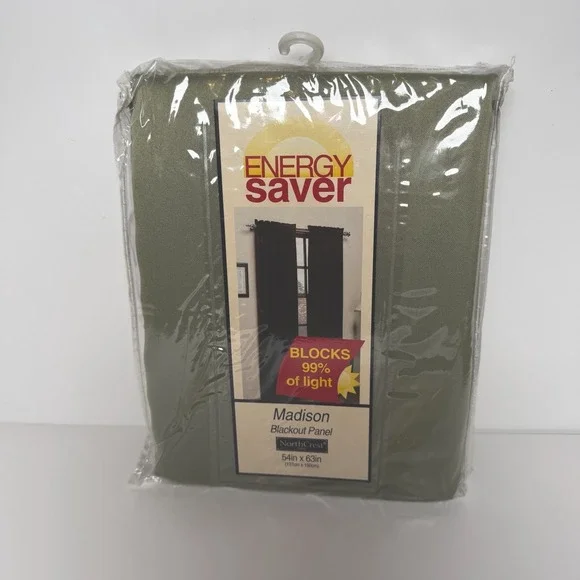 NorthCrest Home Madison SAGE Blackout Energy‎ Saver Curtain Panels 54x63 Inches