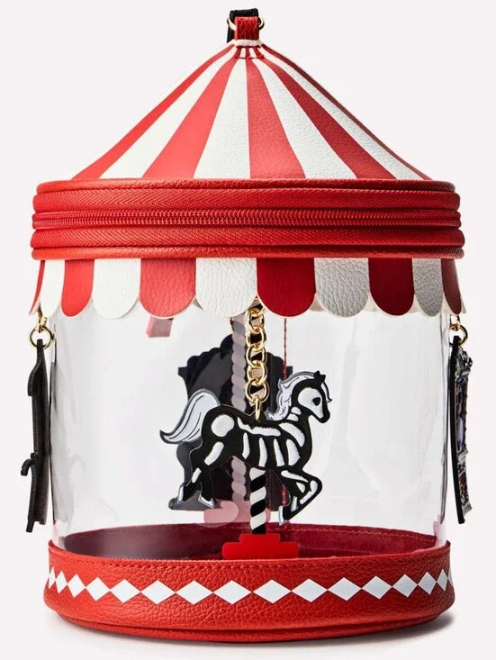 Bath Body Works Halloween Carousel Circus Tent Wristlet Cosmetic Bag Decor NEW